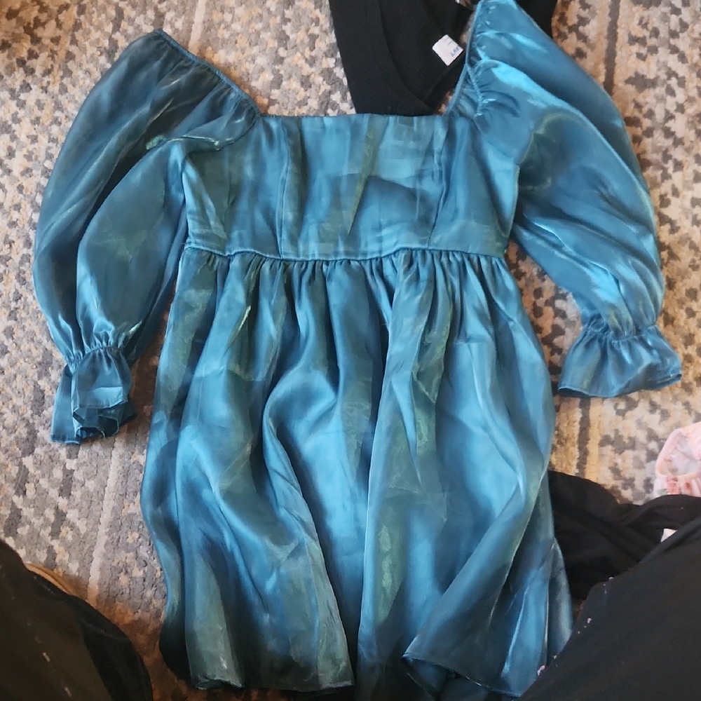 Chic Teal Off-Shoulder Mini Dress